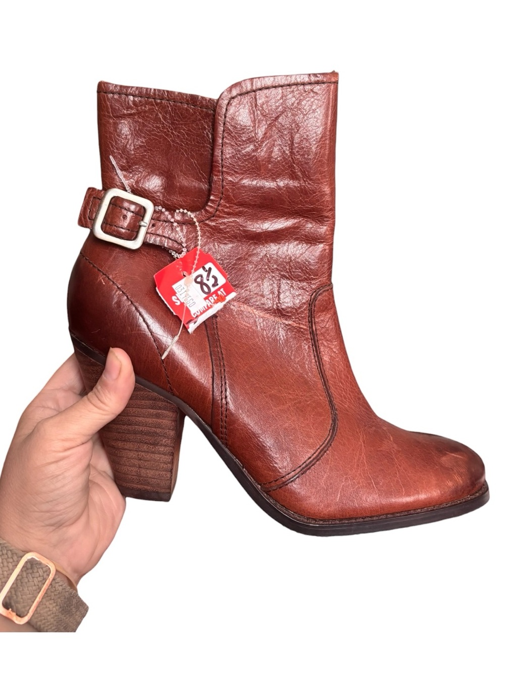 NWT Nicole Distressed Brown Leather Ankle Boot